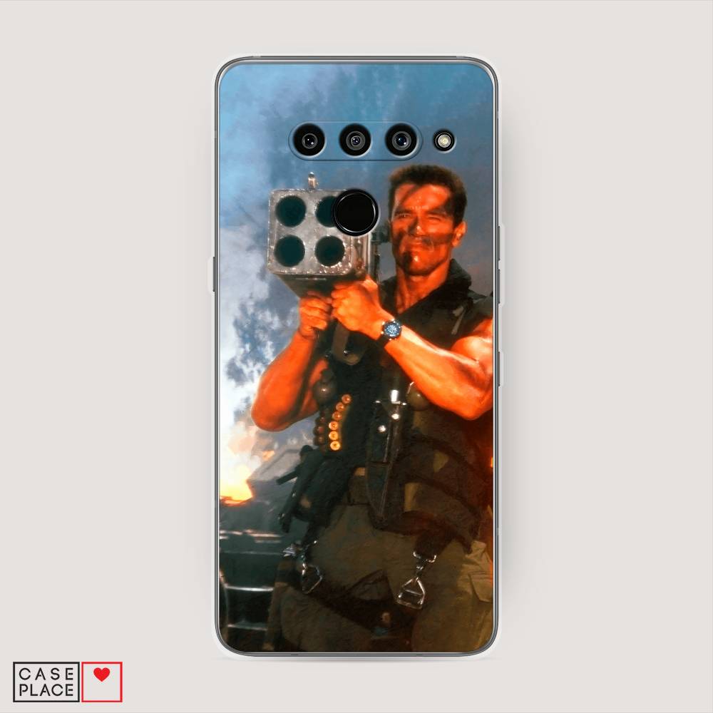 

Чехол на LG V50 ThinQ "Арнольд Шварцнеггер с базукой", Голубой;коричневый, 83850-6