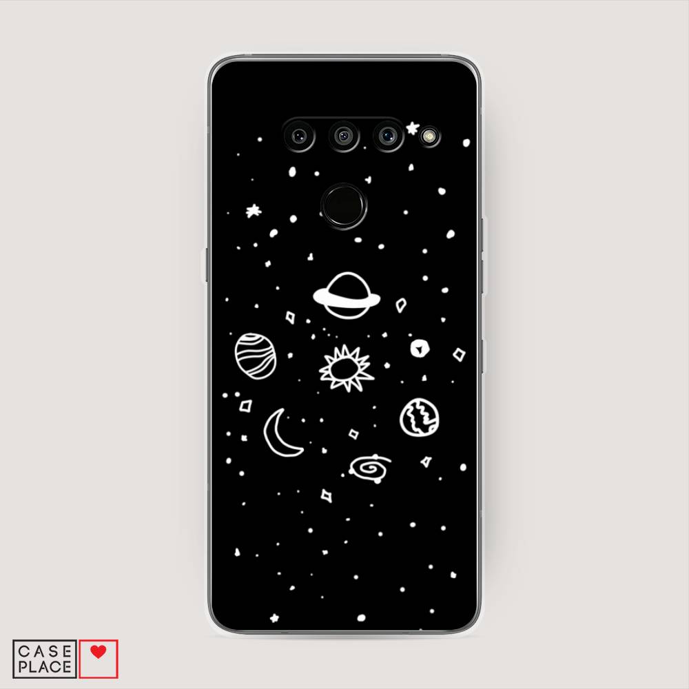 

Чехол на LG V50 ThinQ "Дудл солнечной системы", Бежевый;серый, 83850-2