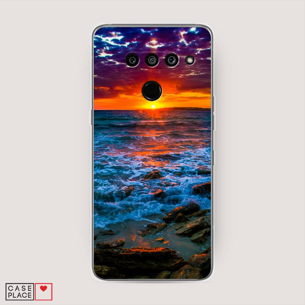 

Чехол на LG V50 ThinQ "Закат 1", Оранжевый;синий, 83850-2