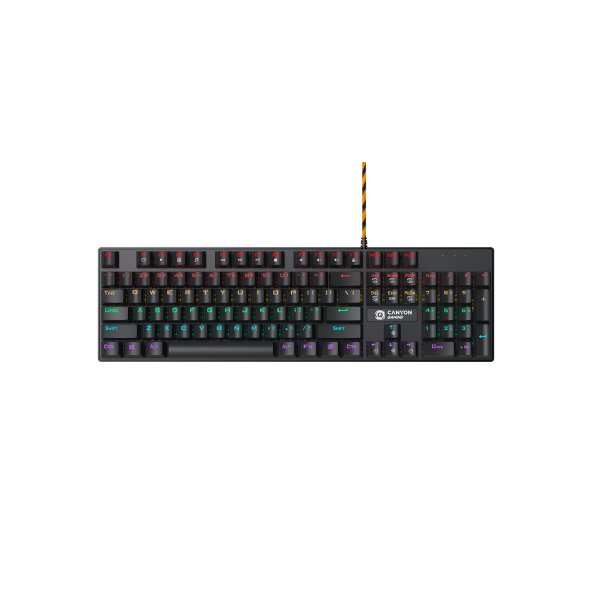 Wired black Mechanical keyboard with  colorful lighting system 104pcs rainbow backlight LE