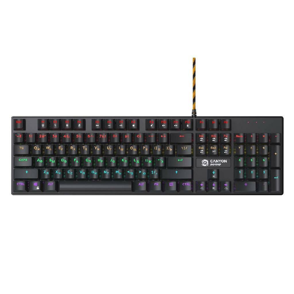 Wired black Mechanical keyboard with  colorful lighting system 104pcs rainbow backlight LE