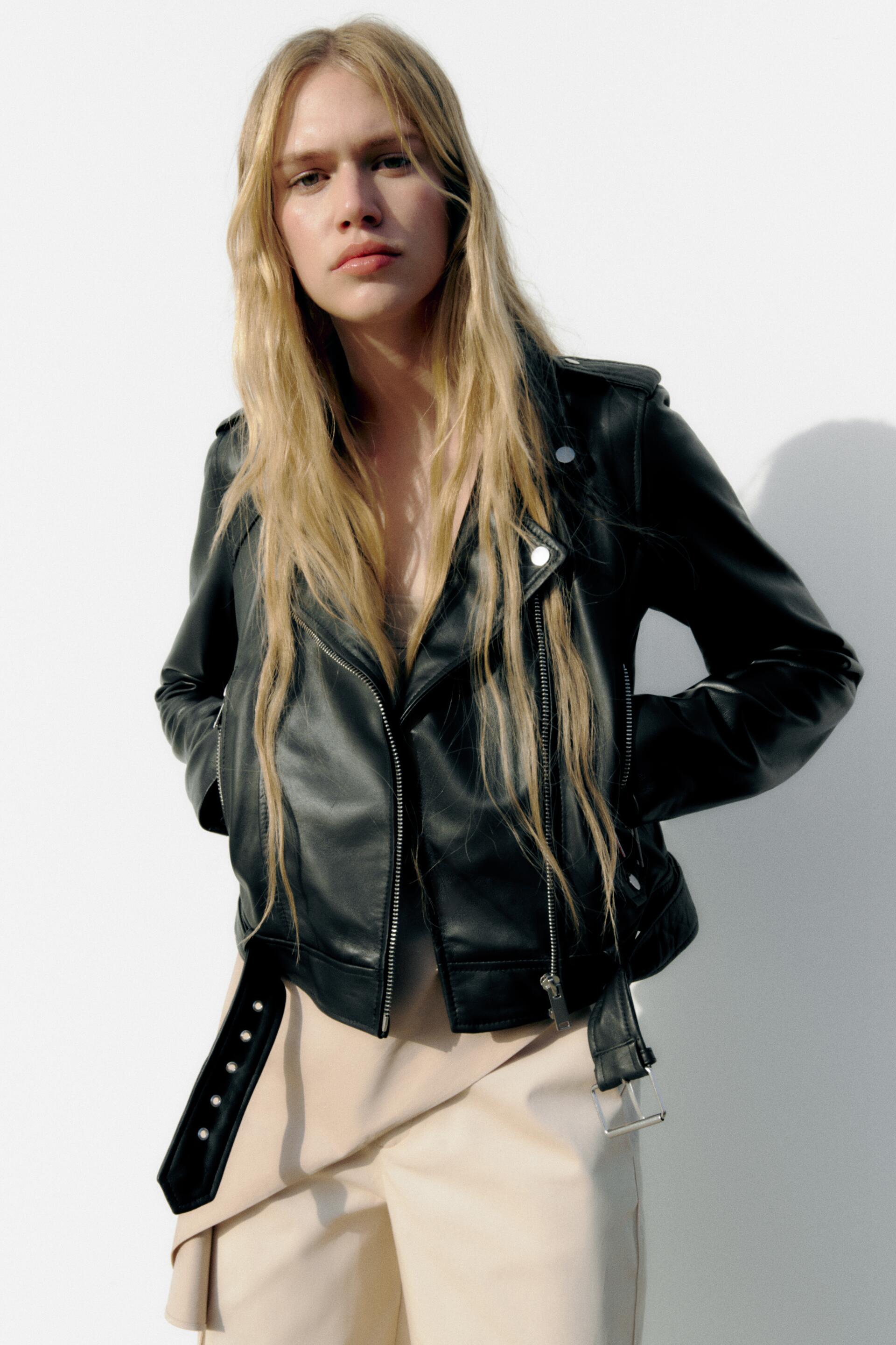 

Кожаная куртка женская ZARA 05479703 черная M (доставка из-за рубежа), Черный, 05479703