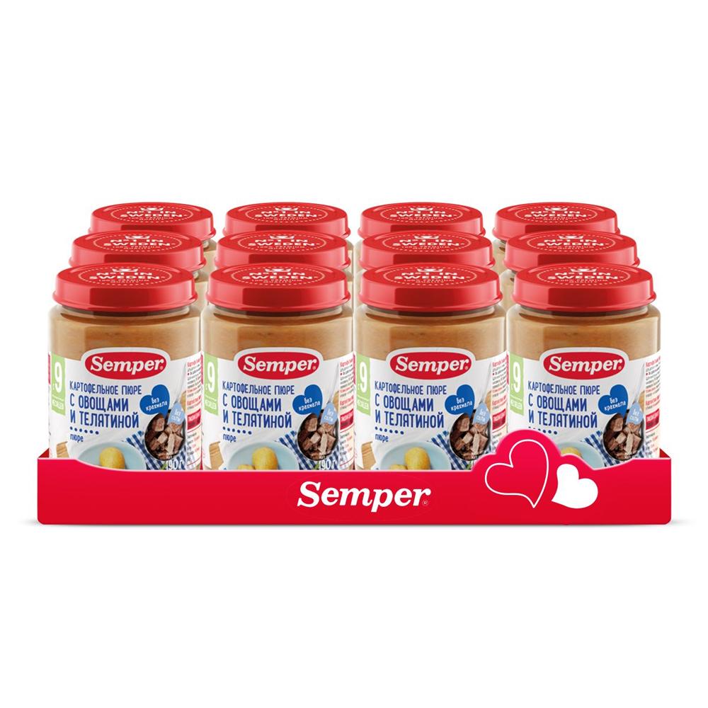

Пюре Semper картофель с морковью и телятиной, 12x190 г, Картофельное с морковью и телятиной