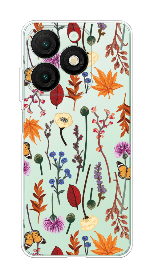 

Чехол на Itel A50 "Orange Purple flowers", Оранжевый;красный;розовый;желтый;прозрачный, 3202250-1