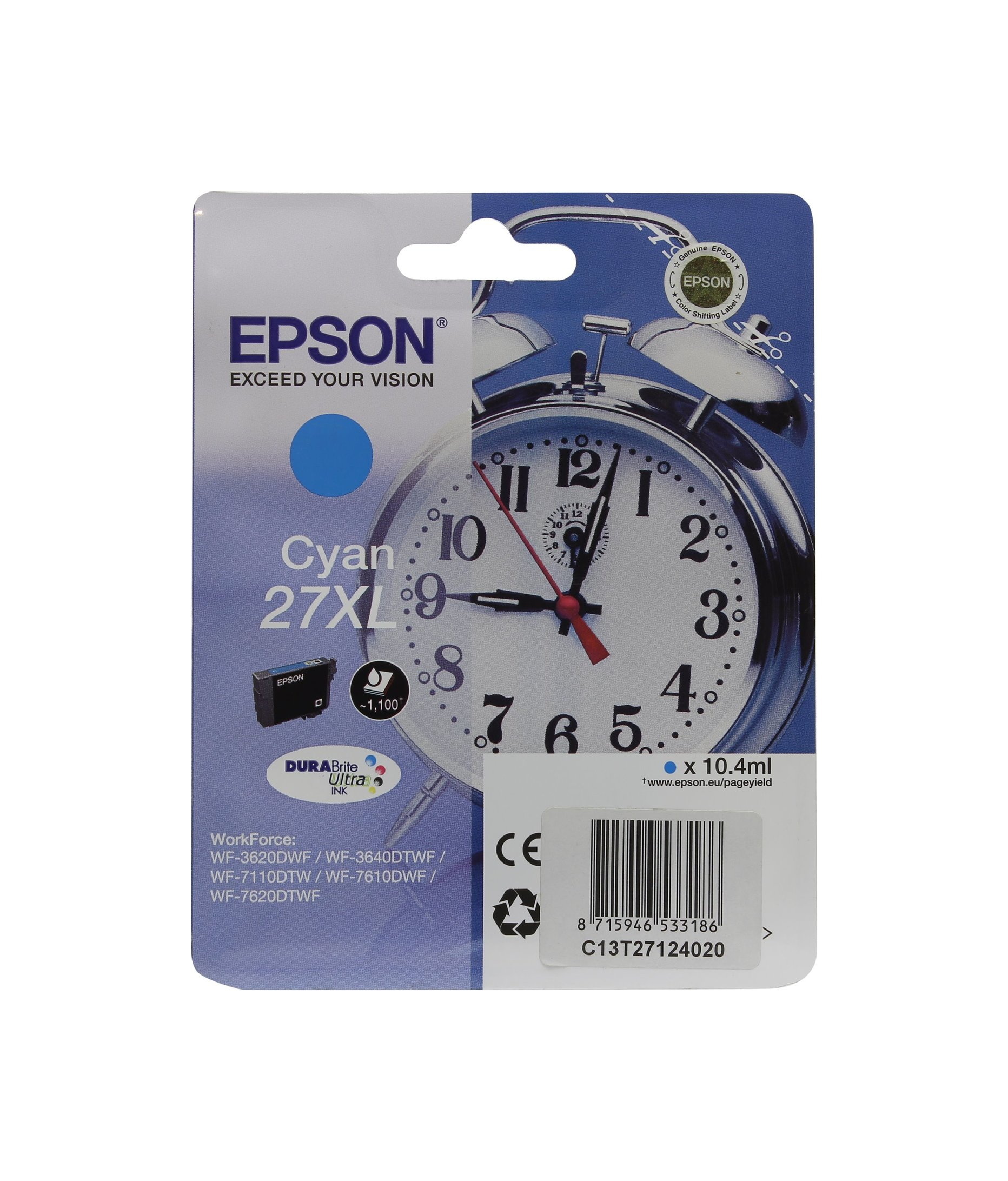 

Картридж для струйного принтера Epson (C13T27124020) голубой, оригинальный