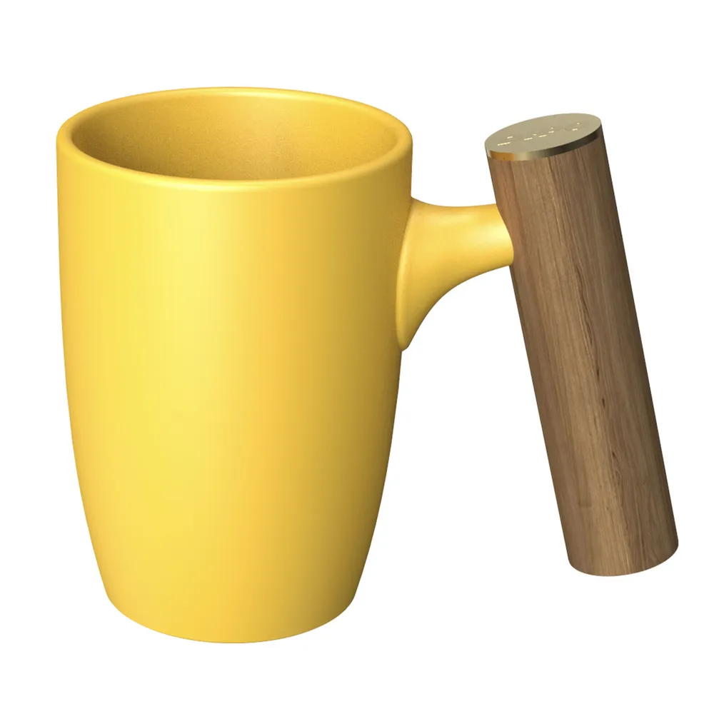 Кружка DHPO 450мл керамическая с деревянной крышкой и ситечком из нержавеющей стали