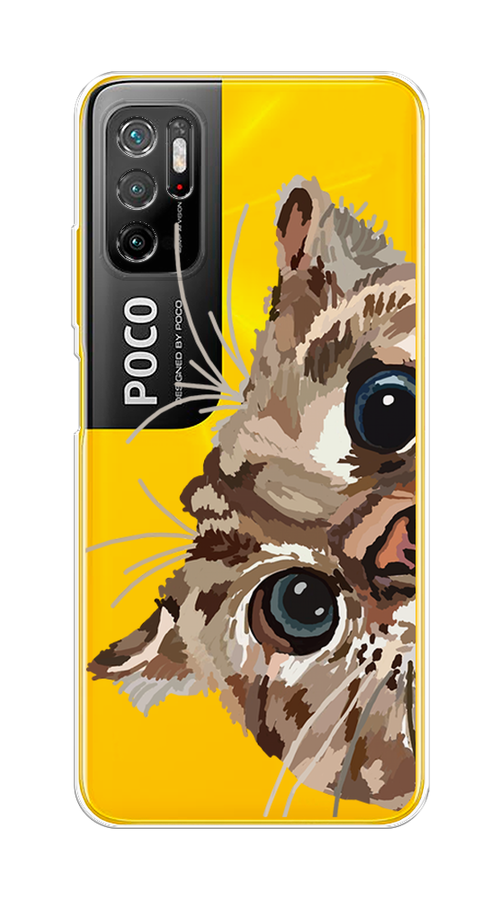

Чехол на Xiaomi Poco M3 Pro "Любопытный кот", Коричневый;синий;черный, 311050-1