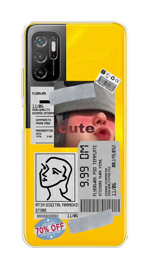 

Чехол на Xiaomi Poco M3 Pro "Cute girl collage", Розовый;серый;голубой, 311050-6