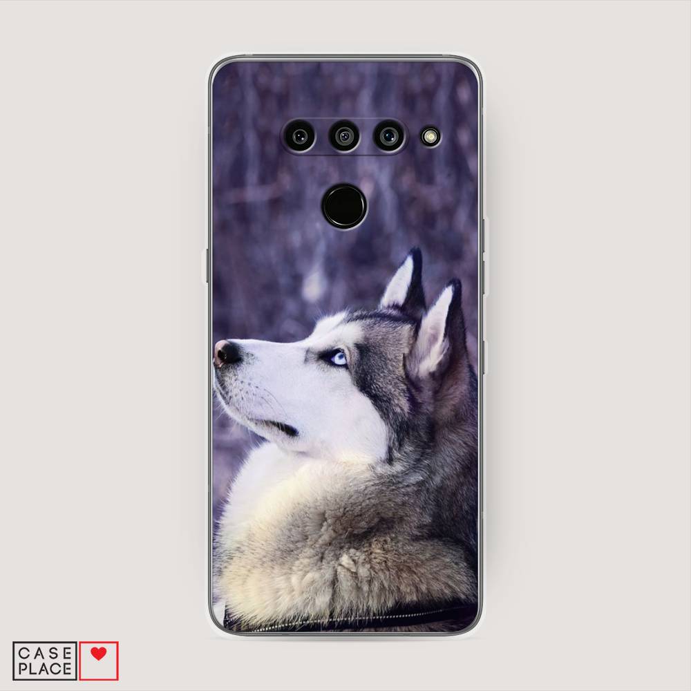 

Чехол на LG V50 ThinQ "Хаски 1", Фиолетовый;белый, 83850-1