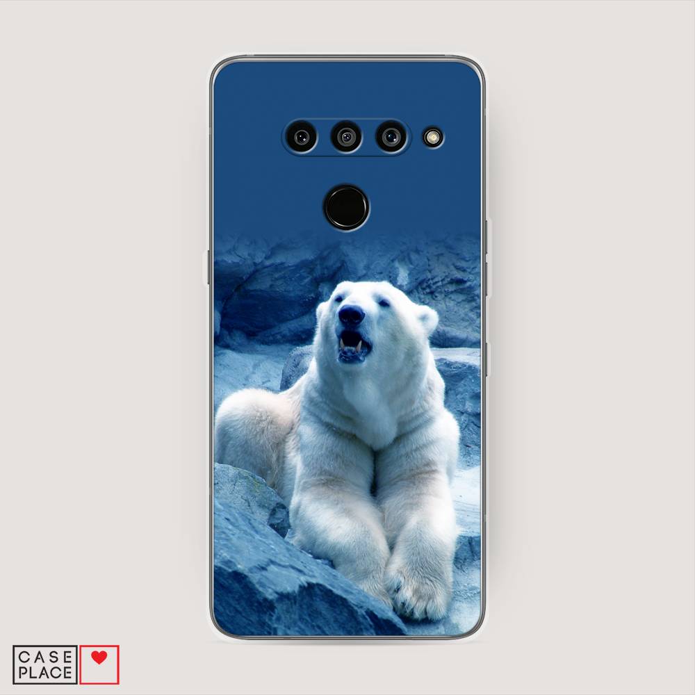 

Чехол на LG V50 ThinQ "Белый медведь", Голубой;белый, 83850-1