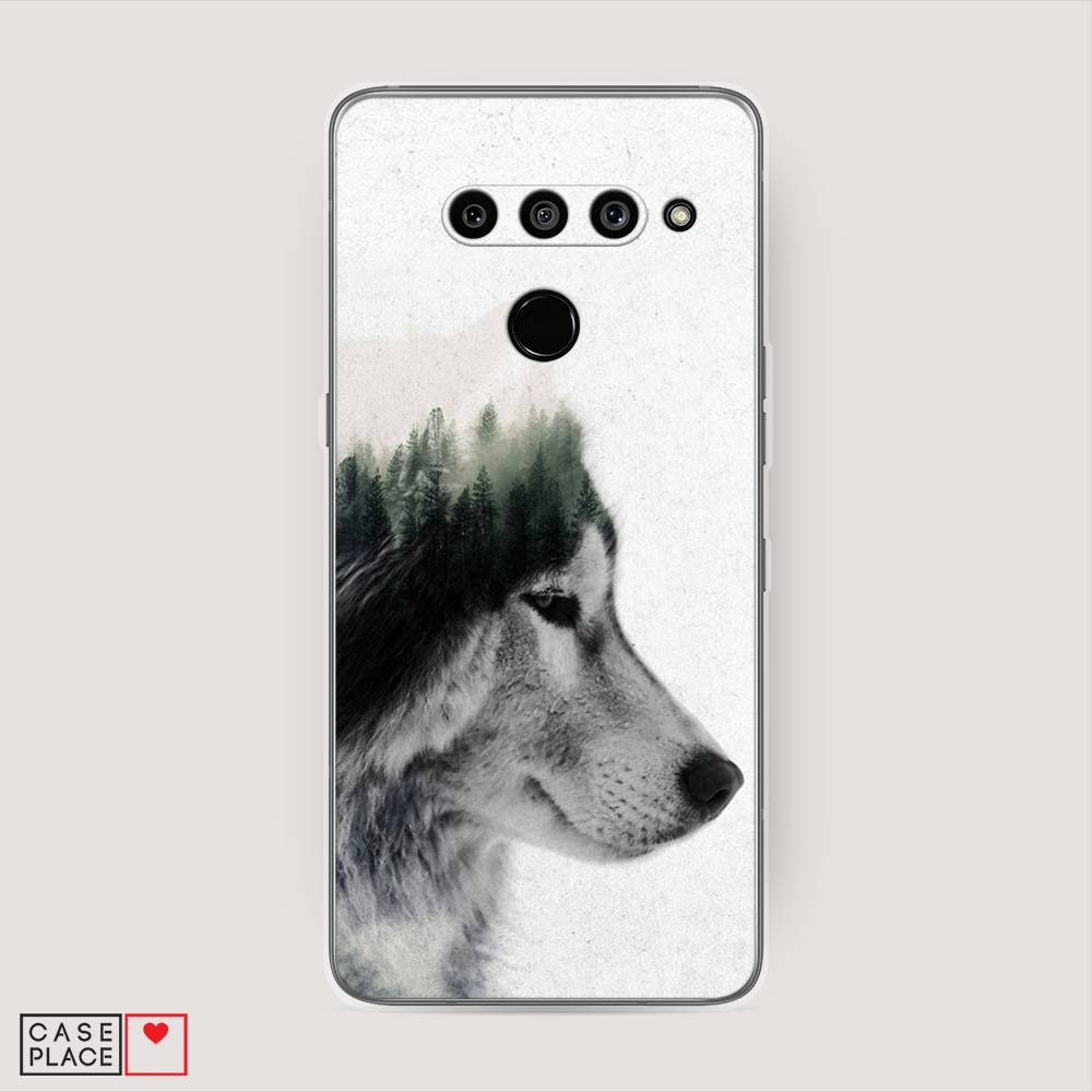 

Чехол на LG V50 ThinQ "Волк лес", Серый;белый, 83850-1