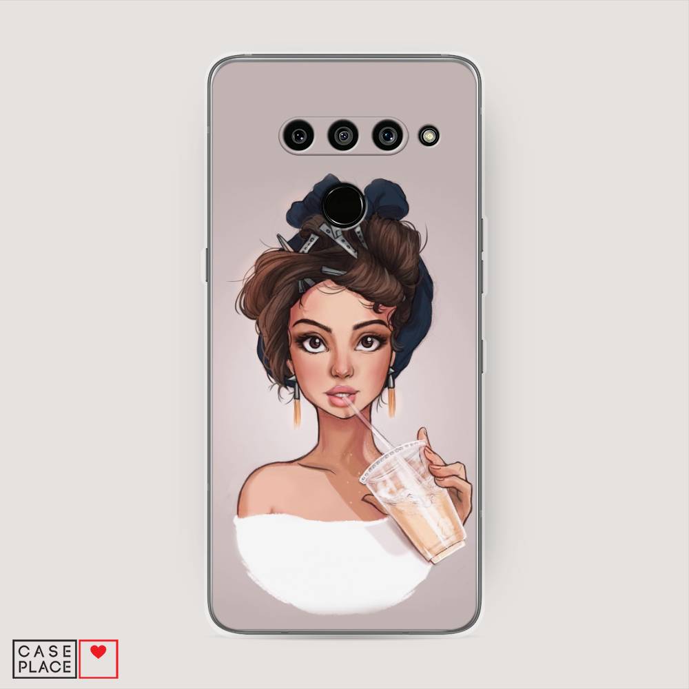 

Чехол на LG V50 ThinQ "Девушка с фраппе", Серый, 83850-6