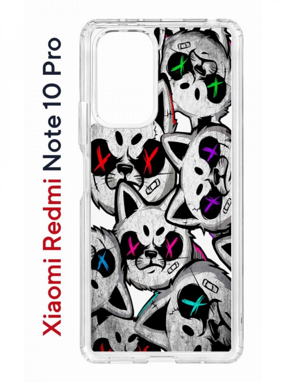 

Противоударный чехол Kruche Print Angry Cats для Xiaomi Redmi Note 10 Pro, Разноцветный