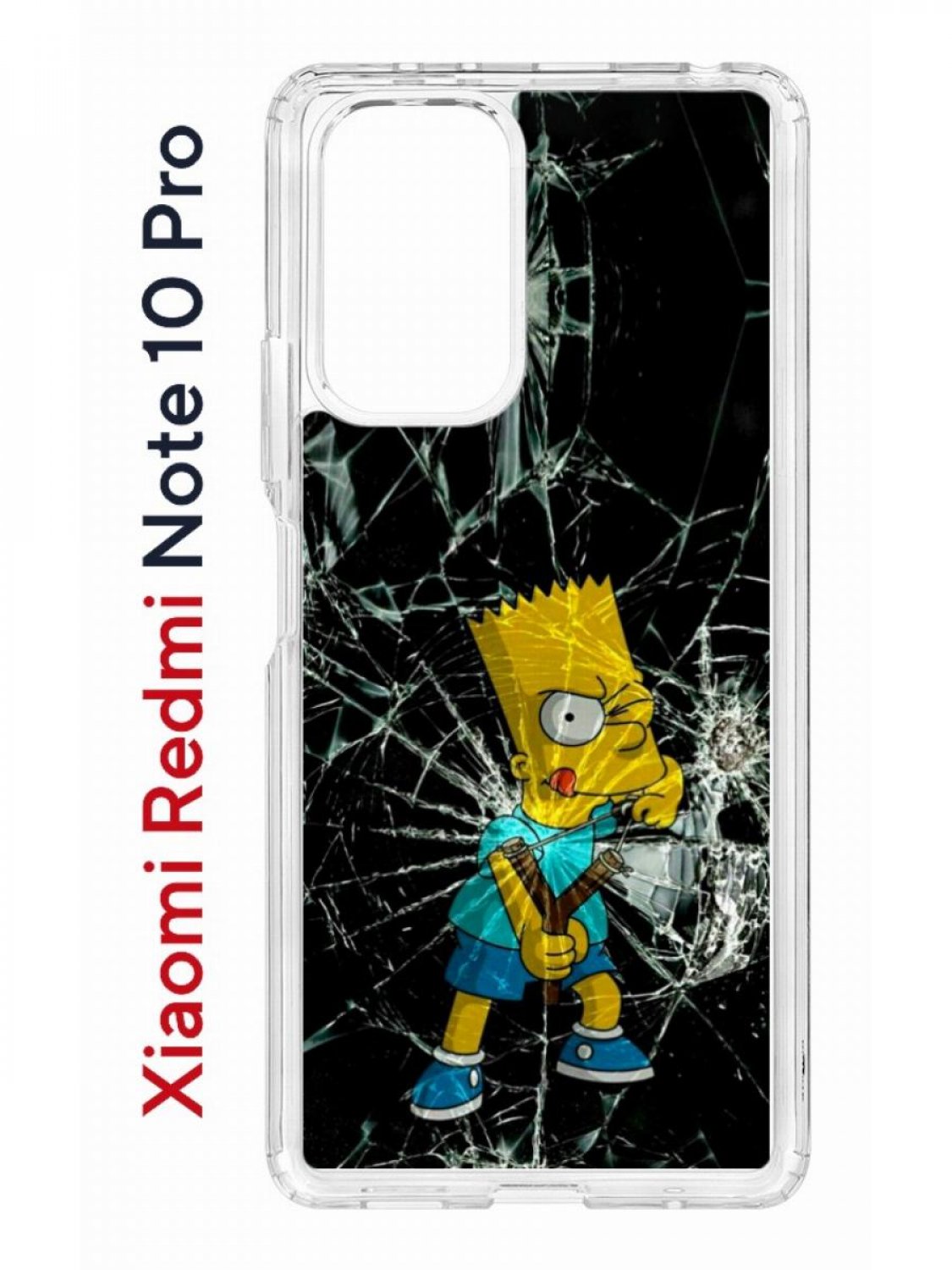 

Противоударный чехол Kruche Print Барт Симпсон для Xiaomi Redmi Note 10 Pro, Черный
