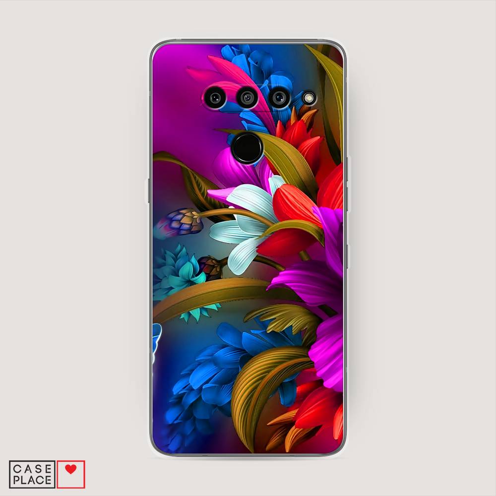 

Чехол на LG V50 ThinQ "Фантастические цветы", Фиолетовый;красный;синий, 83850-2