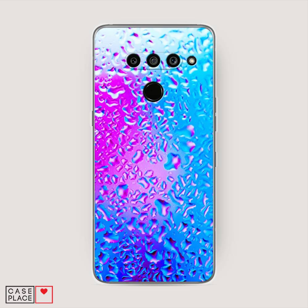 

Чехол на LG V50 ThinQ "Капли на стекле", Голубой;розовый, 83850-3