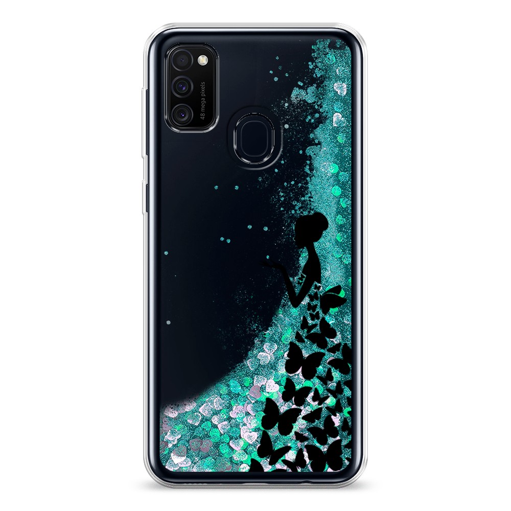 

Жидкий чехол с блестками "Дама в бабочках" на Samsung Galaxy M30s, 29895-1