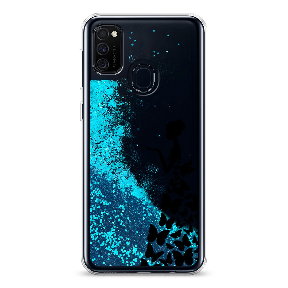

Жидкий чехол с блестками "Дама в бабочках" на Samsung Galaxy M30s, 29893-1