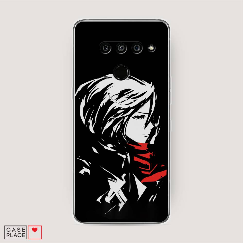 

Чехол на LG V50 ThinQ "Микаса минимализм", Черный;серый;красный, 83850-4