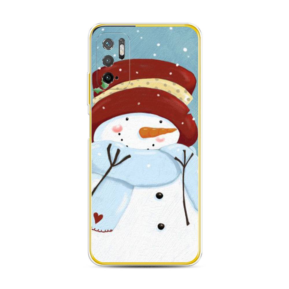 

Чехол на Xiaomi Poco M3 Pro "Застенчивый снеговик", Голубой;белый;красный, 311050-5