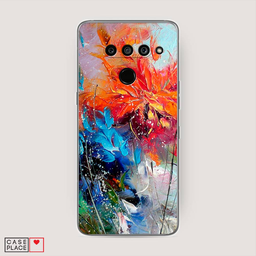 

Чехол на LG V50 ThinQ "Абстрактные цветы", Оранжевый;синий, 83850-4