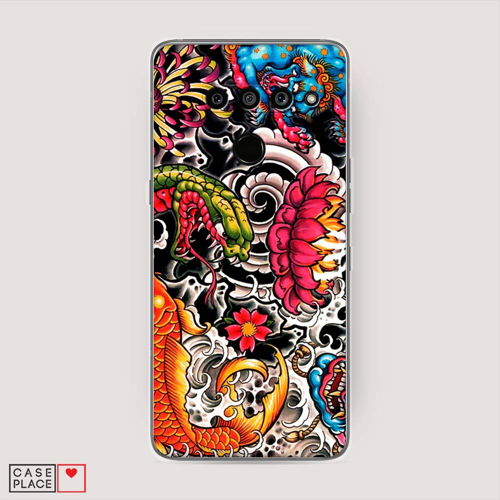 

Чехол на LG V50 ThinQ "Японское искусство", Красный;оранжевый;голубой, 83850-4