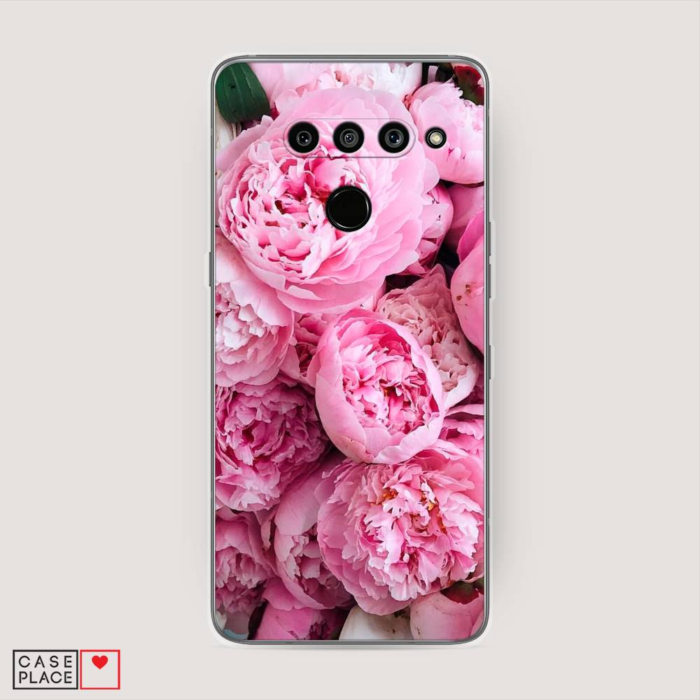 

Чехол на LG V50 ThinQ "Розовые пионы", Бежевый;розовый, 83850-2