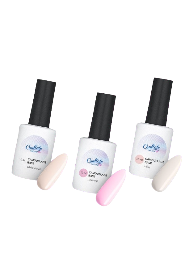 Набор каучуковых камуфлирующих баз для ногтей Conflate Nail Professional, 3 шт.