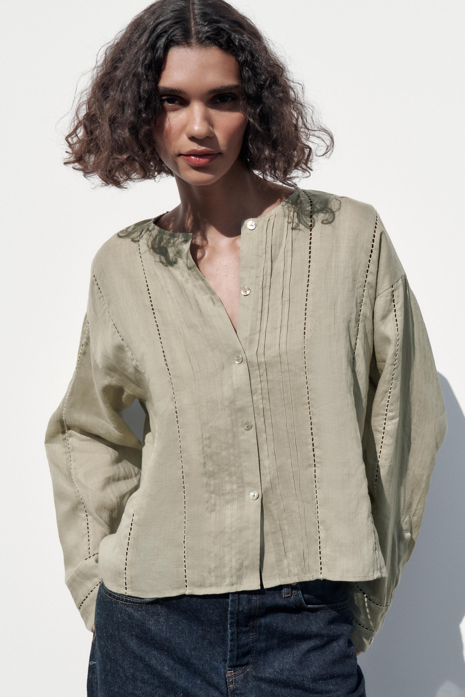 

Блуза женская ZARA 04786047 хаки L (доставка из-за рубежа), 04786047