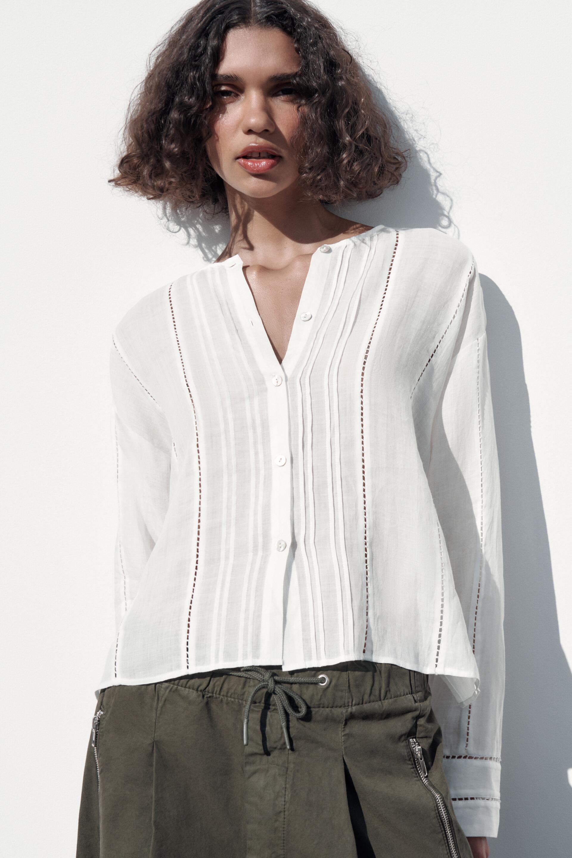 

Блуза женская ZARA 04786047 белая L (доставка из-за рубежа), 04786047