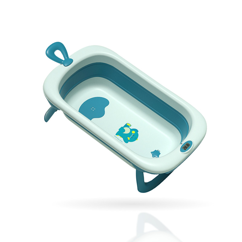 Детская складная ванночка Solmax с термометром для купания новорожденных, зеленый ZV97044