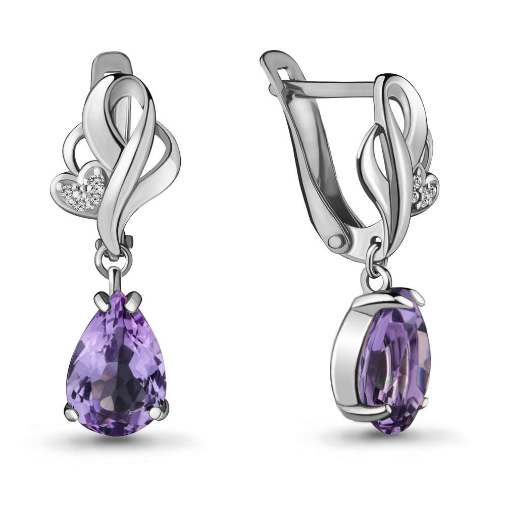 

Серьги из серебра с аметистом Aquamarine 4433804А_925_р, 4433804А_925_р
