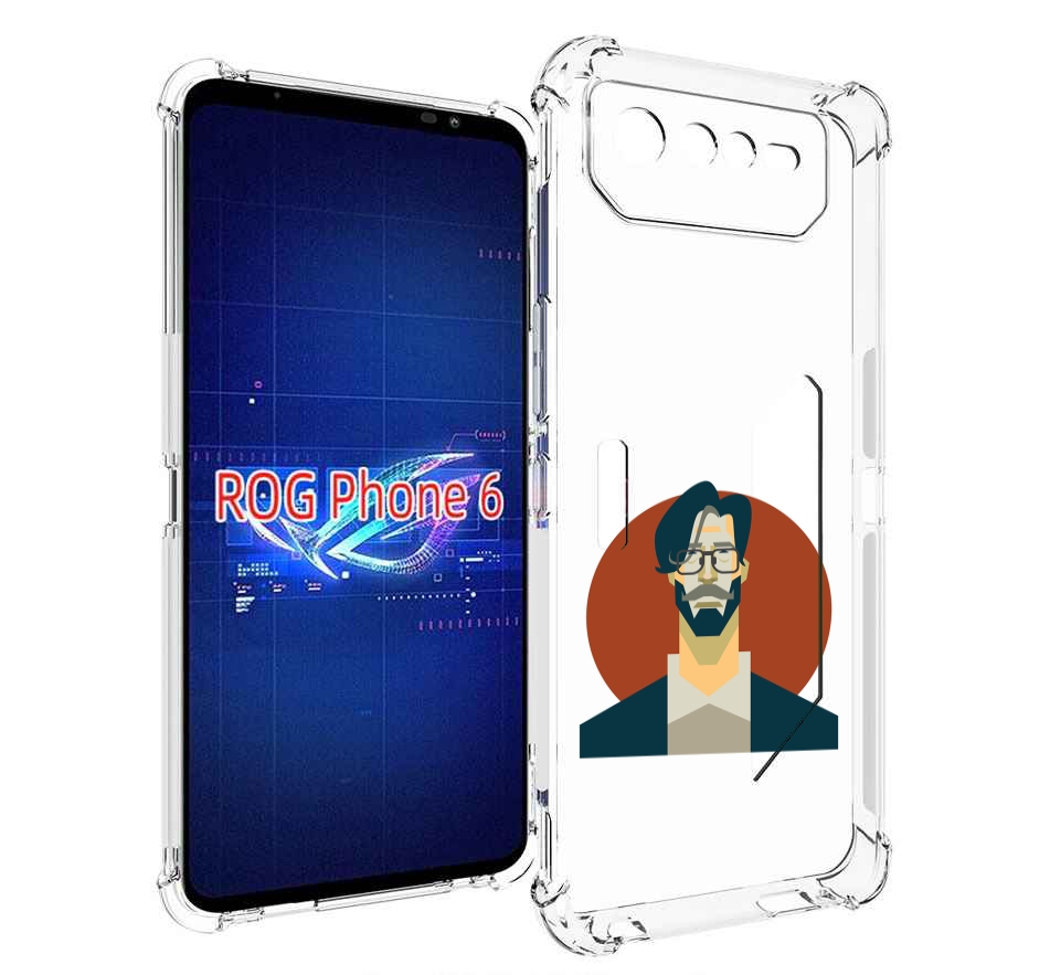 

Чехол MyPads мужичек-в-очках для Asus ROG Phone 6, Прозрачный, Tocco