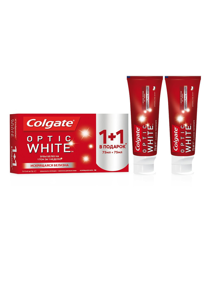 Купить COLGATE / Зубная паста Optic White отбеливающая, 75 мл, промоупаковка 2 шт