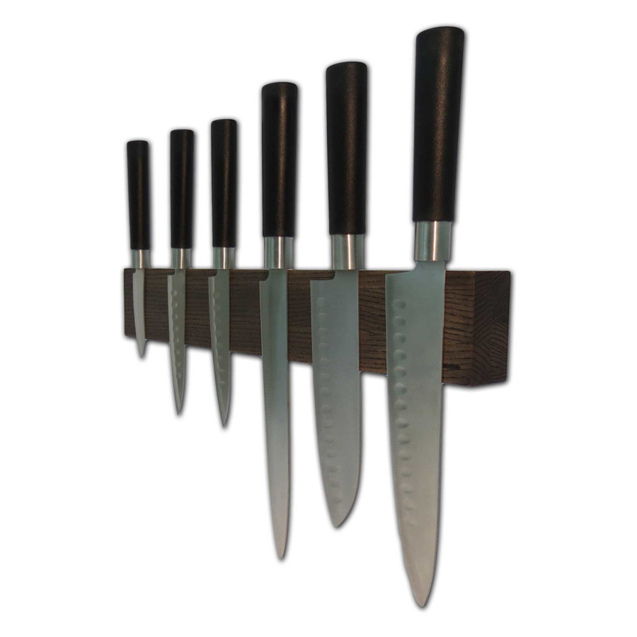 фото Настенный магнитный держатель для 6 кухонных ножей woodinhome 39х3,5х6,5см