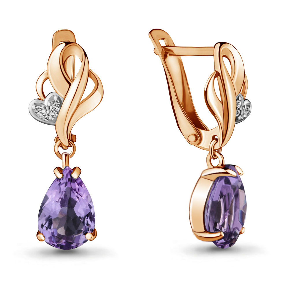 

Серьги из серебра с аметистом Aquamarine 4433804А_925_з, 4433804А_925_з