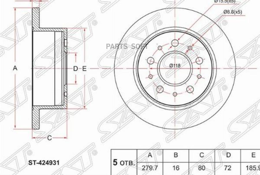 

SAT Диск тормозной зад FIAT DUCATO 06- CITROEN JUMPER 06- PEUGEOT BOXER 06- R15