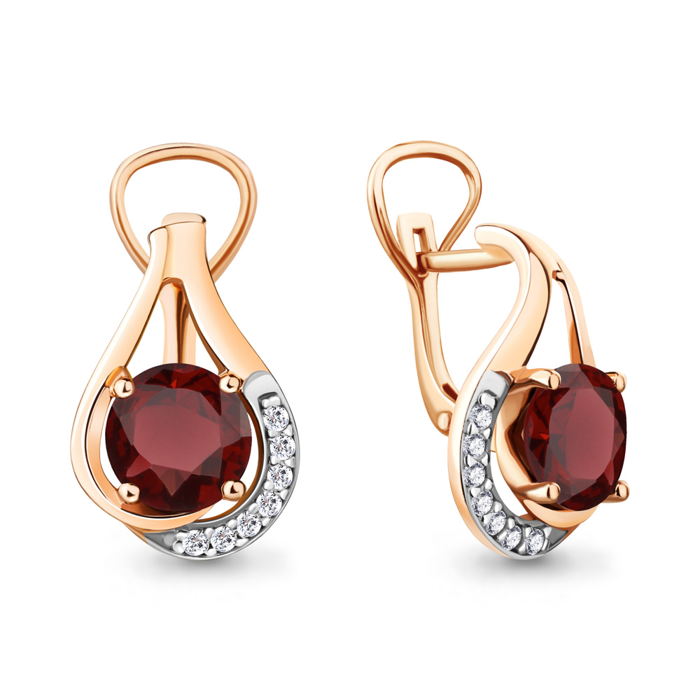 

Серьги из серебра с гранатом Aquamarine 4432403А_925_з, 4432403А_925_з
