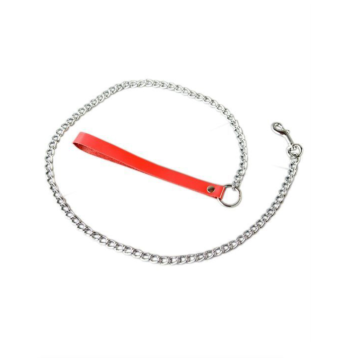 Поводок с красной кожаной ручкой