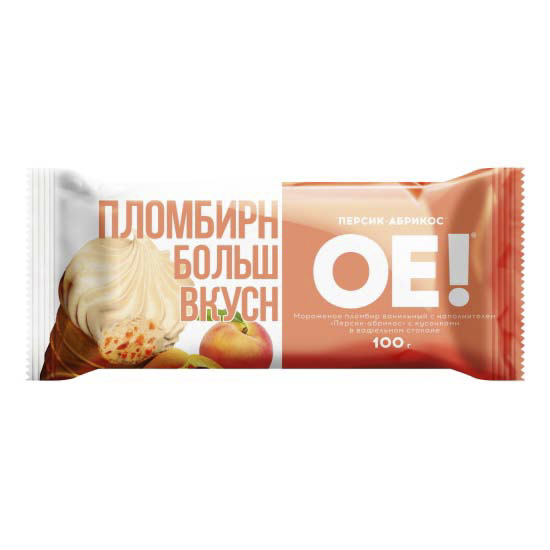 

Мороженое пломбир ОЕ! персик-абрикос 8,5% бзмж 100 г