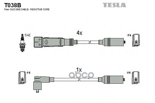 фото T038b-tsl к-кт проводов audi 80 1.3-2.0i 78-96 tesla