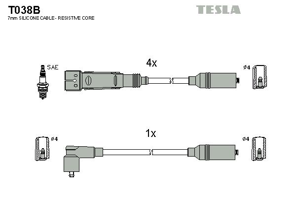 

T038B-TSL к-кт проводов Audi 80 1.3-2.0i 78-96