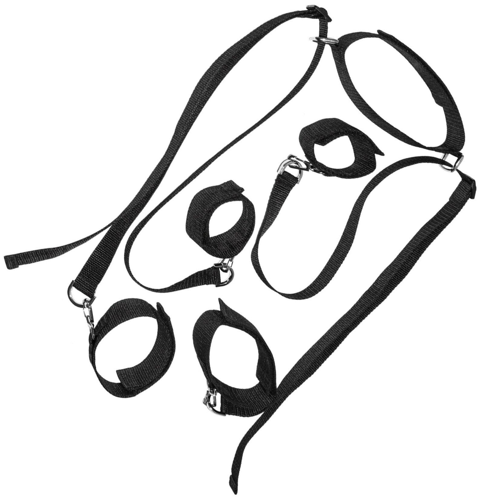 Комплект фиксаторов ног и рук с ошейником черного цвета