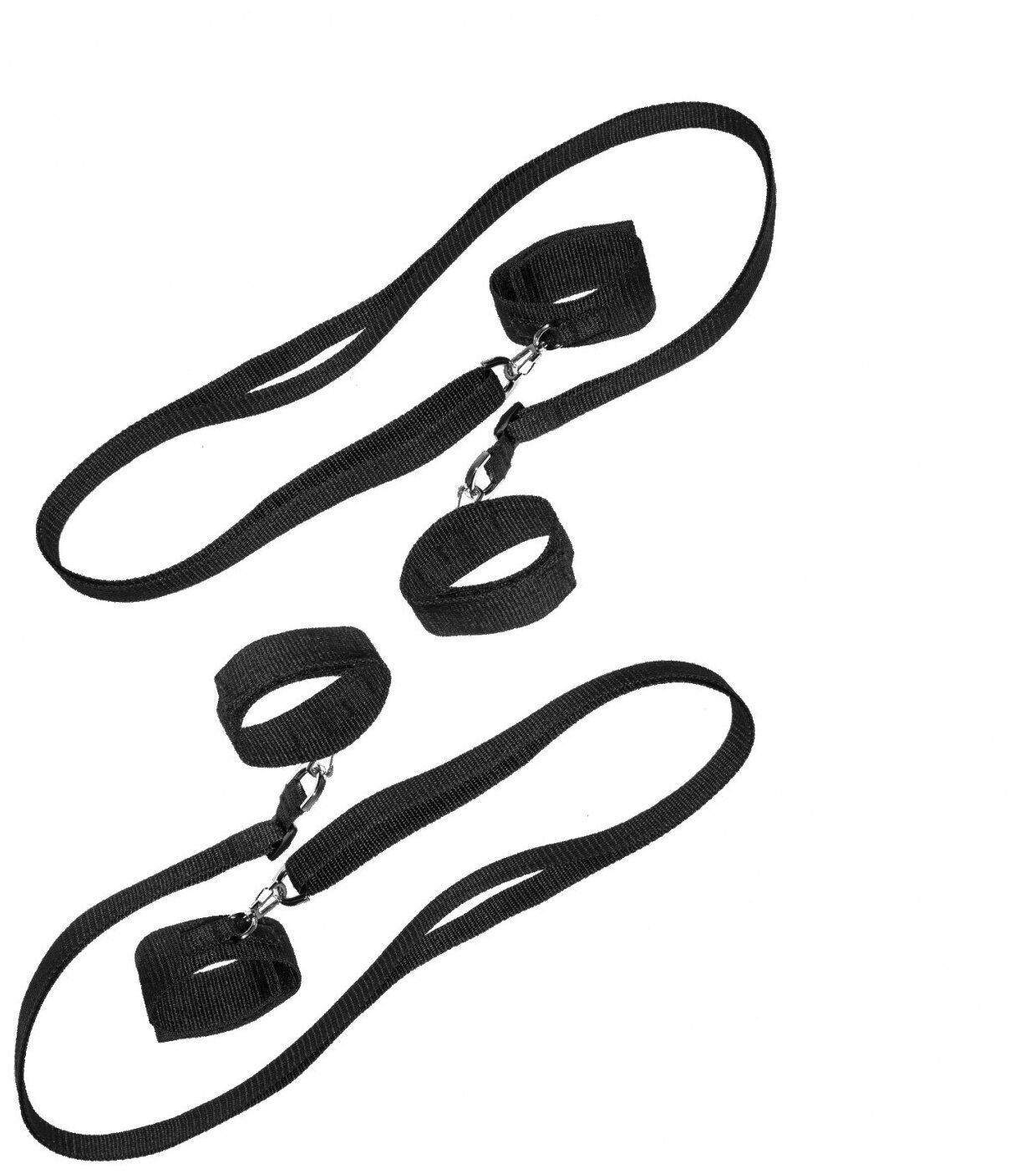 Черный бондажный набор на кровать с креплением на карабинах