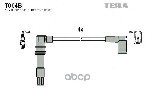 фото T004b-tsl к-кт проводов audi a2 1.4, vw golf 4/bora/polo 1.4/1.6 v4 97> tesla