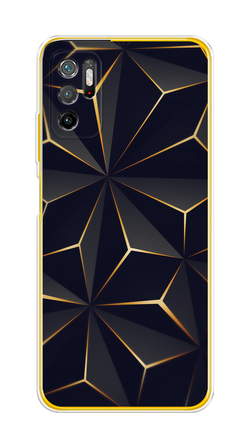 

Чехол на Xiaomi Poco M3 Pro "Черные полигоны", Золотистый;черный, 311050-3