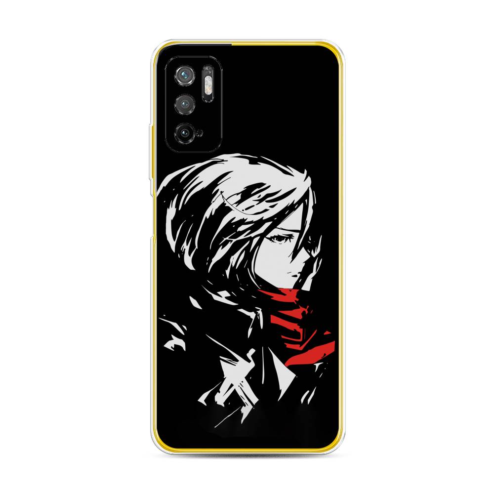 

Чехол на Xiaomi Poco M3 Pro "Микаса минимализм", Черный;серый;красный, 311050-4