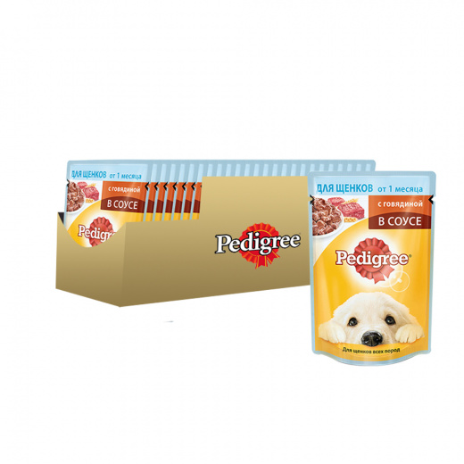 фото Влажный корм для щенков pedigree vital, говядина, 24шт по 85г