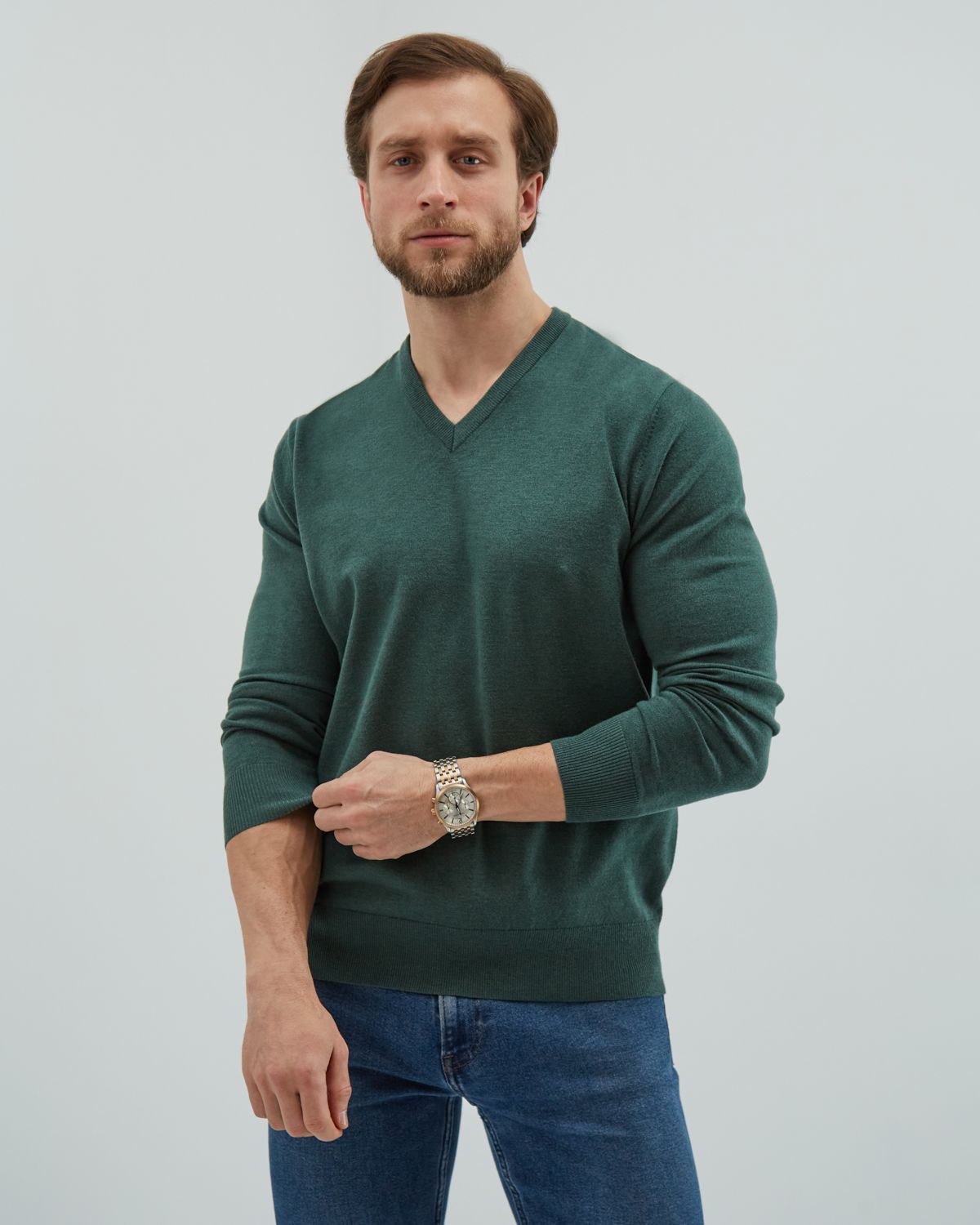 Пуловер мужской MANAFOFF 8106 зеленый 2XL