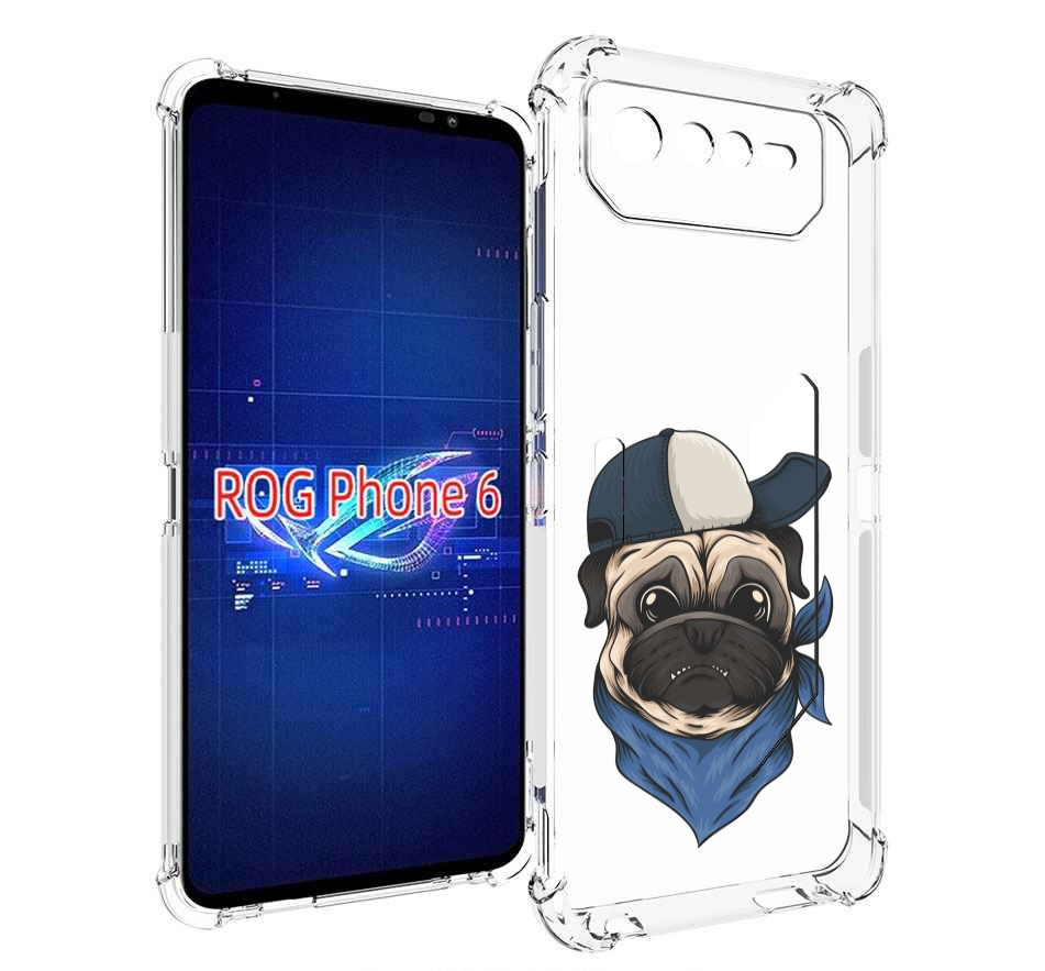 Чехол MyPads мопс-в-кепке для Asus ROG Phone 6